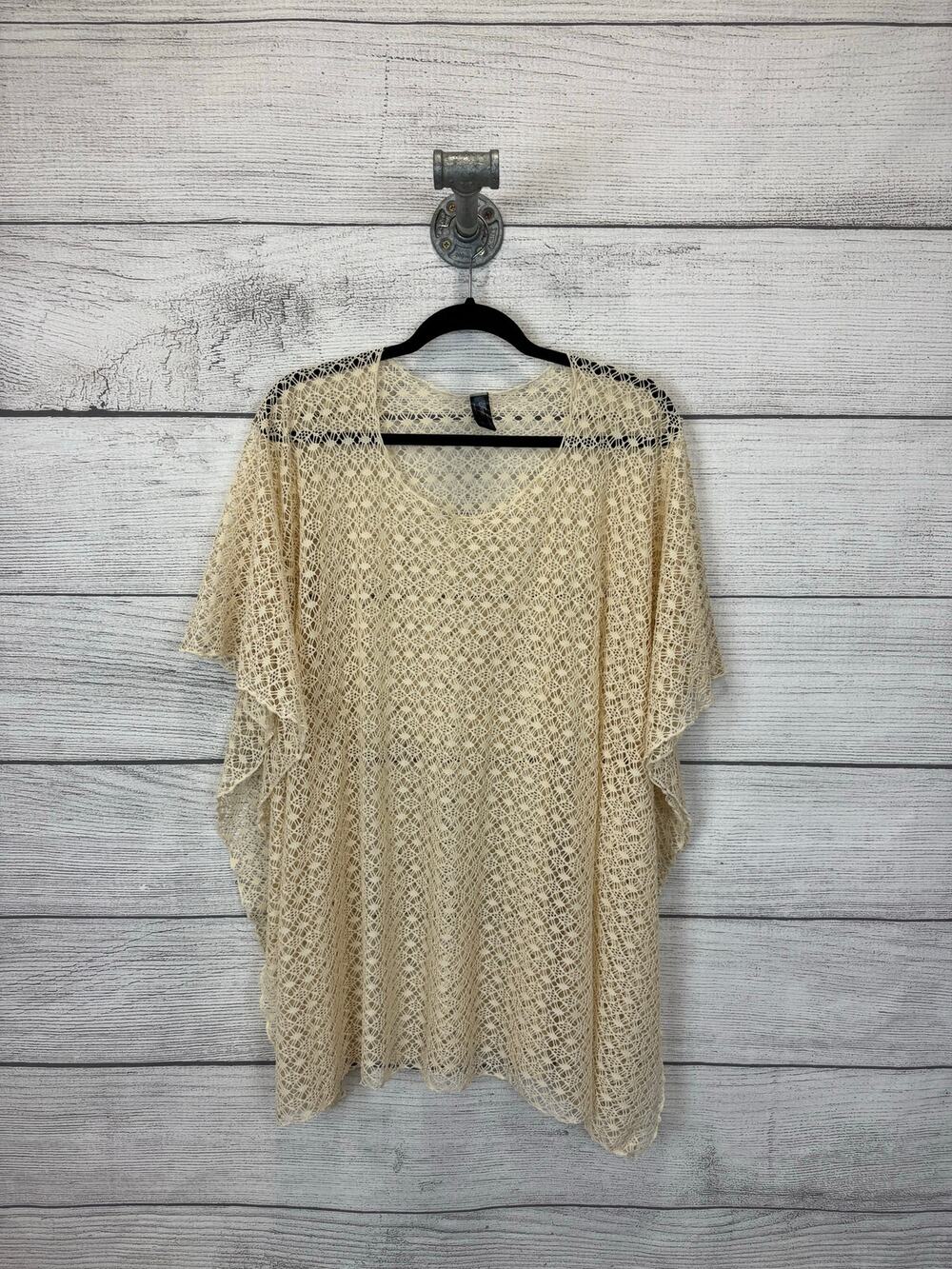 Tempo By Lavello Women's Ivory Lace Sheer Easy Style Poncho One Size